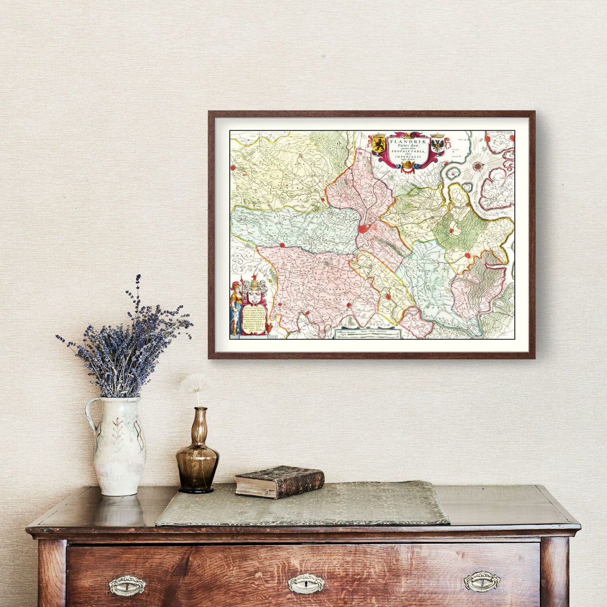 Vintage Map of Flanders, Belgium 1665