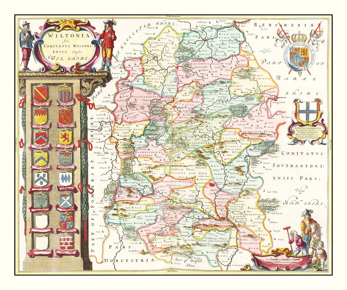 Vintage Map of Wiltshire 1665