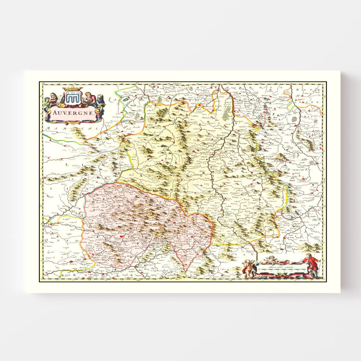 Vintage Map of Auvergne, France 1665
