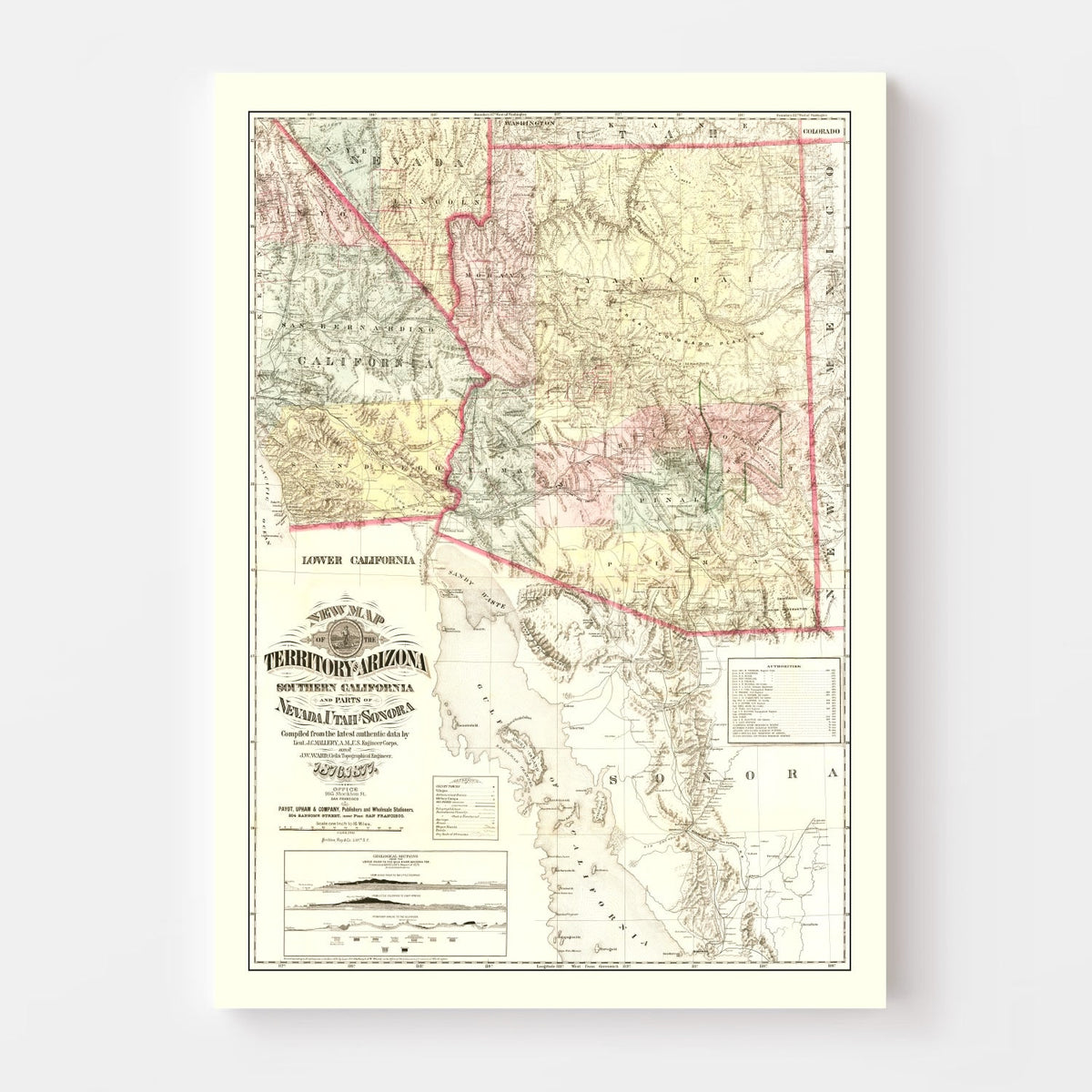 Vintage Map of Arizona 1877