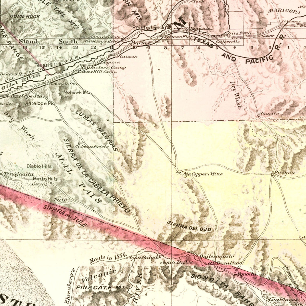 Vintage Map of Arizona 1877