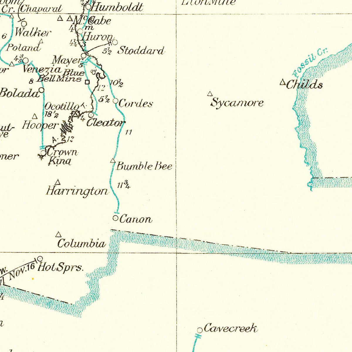 Vintage Arizona Post Route Map 1925