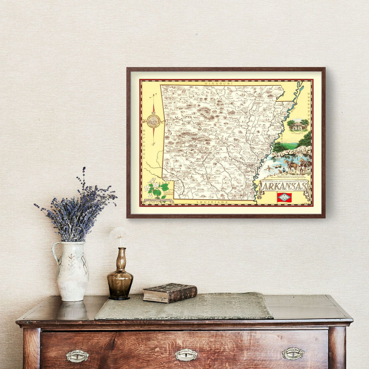 Vintage Map of Arkansas 1938