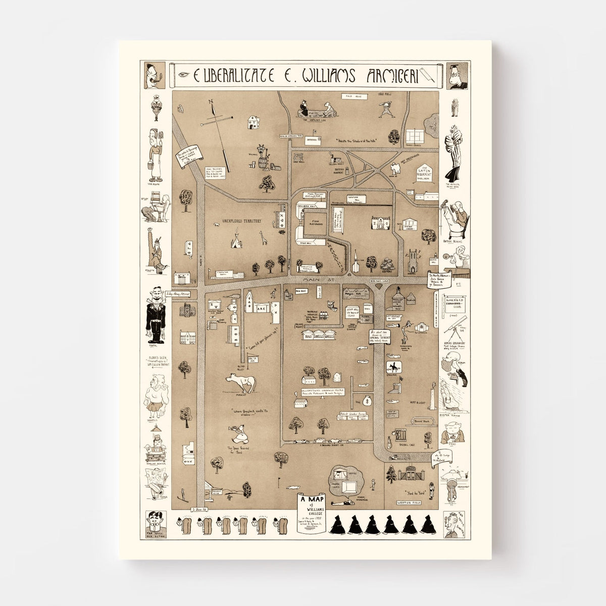 Vintage Map of Williams College, 1935