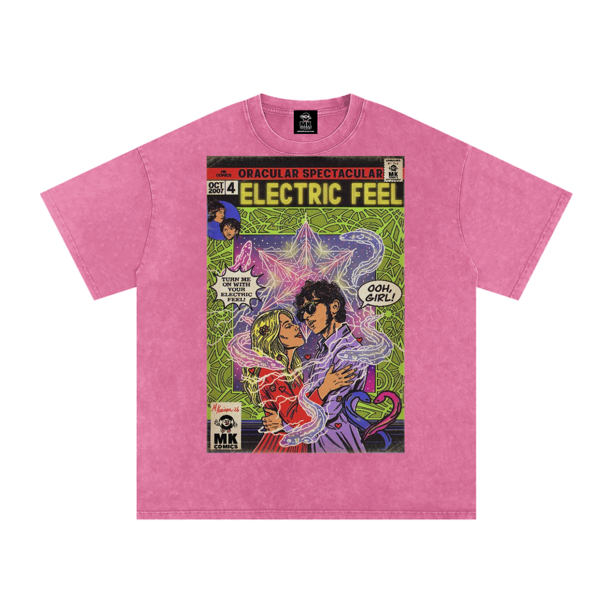 Electric Feel - Snow Washed Oversized Cotton T-Shirt