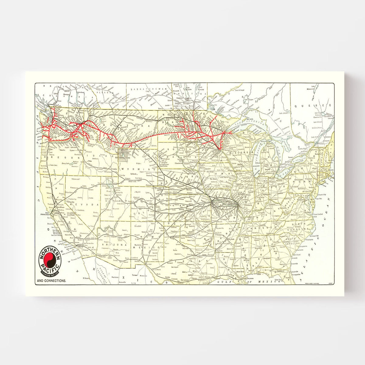 Vintage Map of Yellowstone National Park, 1909