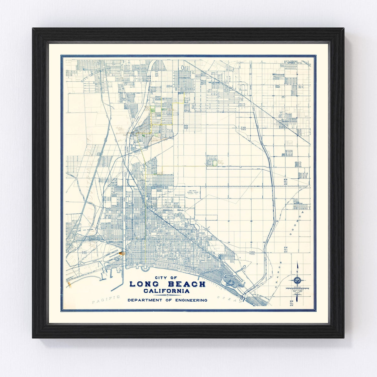 Vintage Map of Long Beach, California 1935