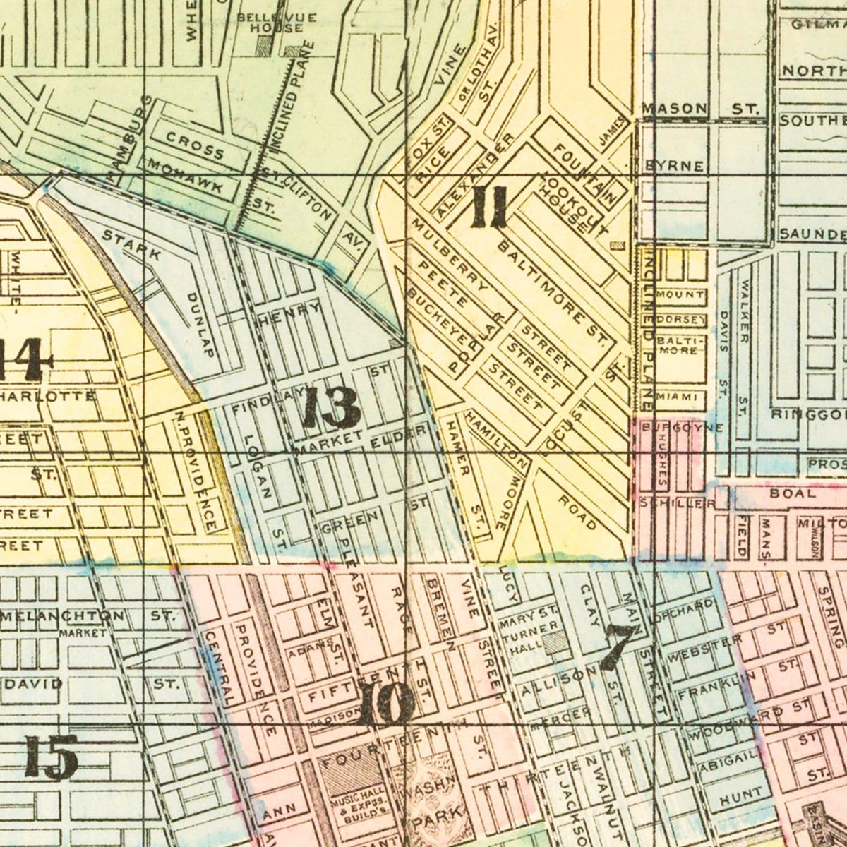 Vintage Map of Cincinnati, Ohio 1875
