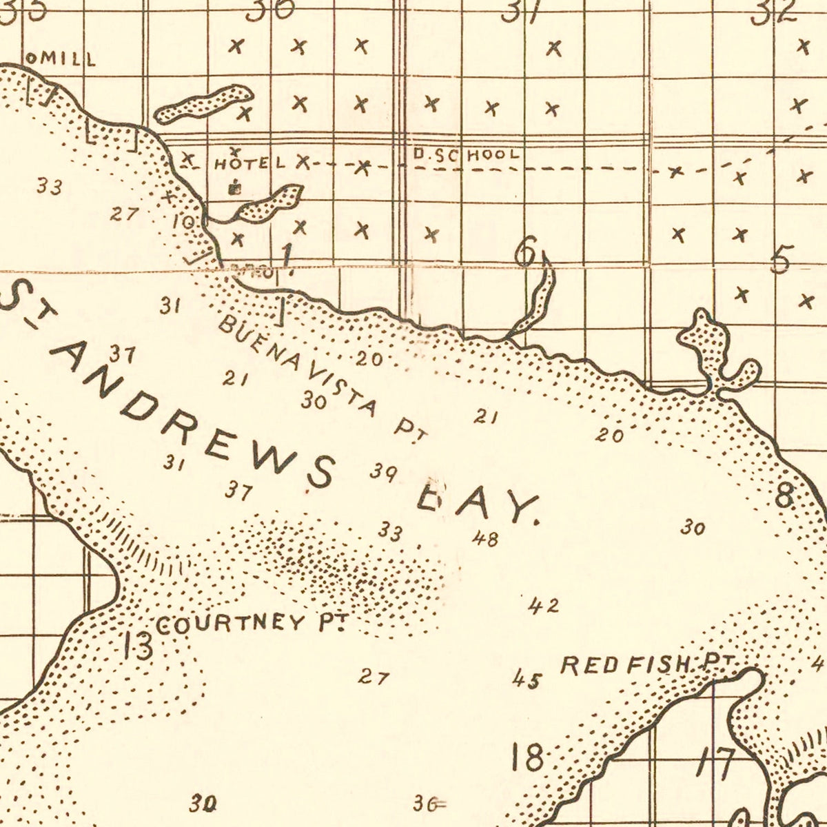 Vintage Map of Panama City, Florida 1887