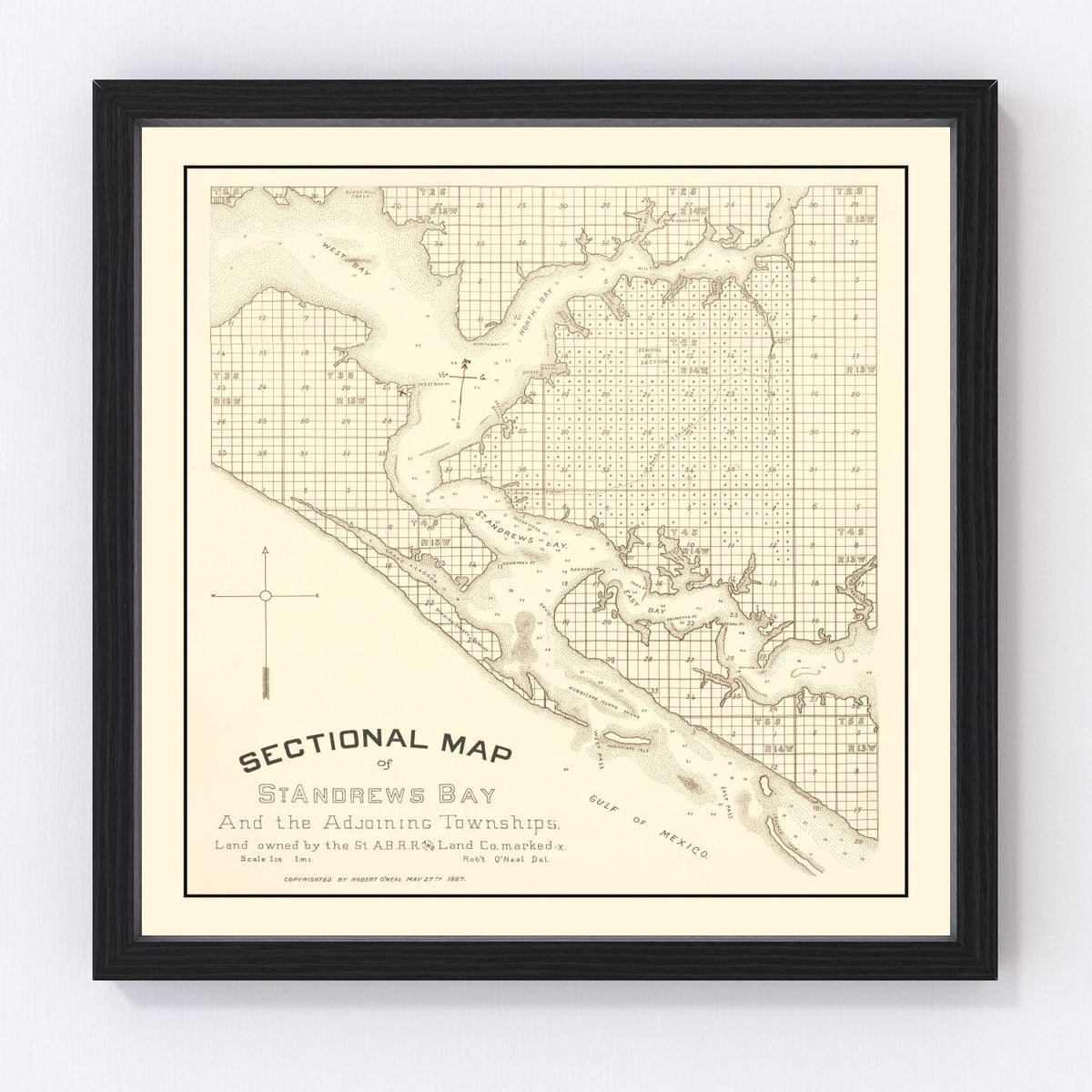 Vintage Map of Panama City, Florida 1887