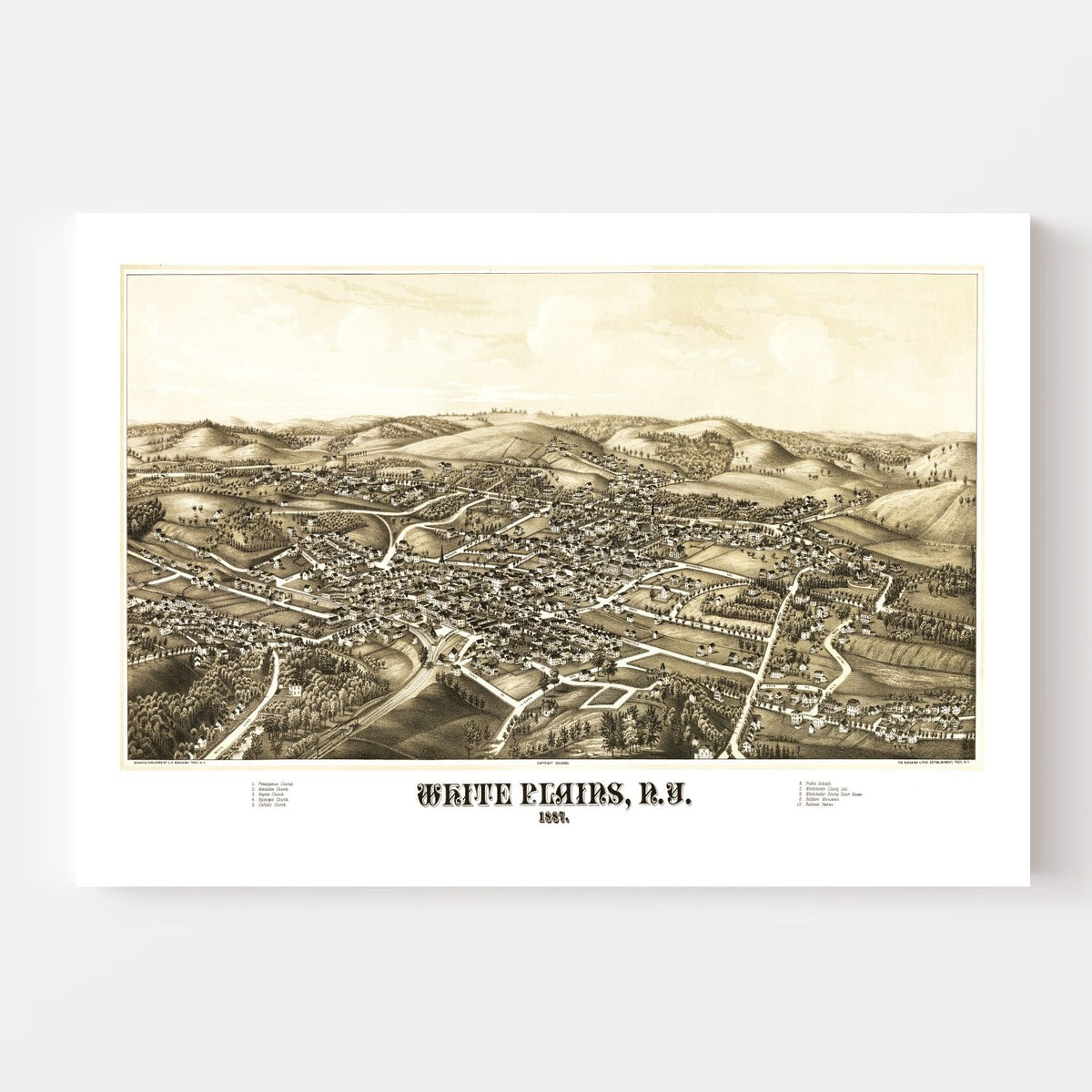 Vintage Map of White Plains, New York 1887