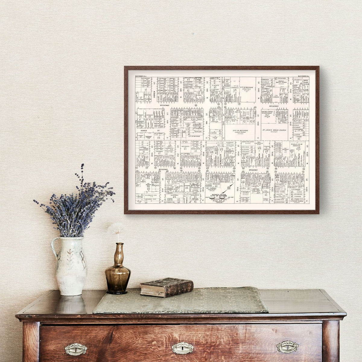 Vintage Map of Bayonne, NJ Business Section 1947