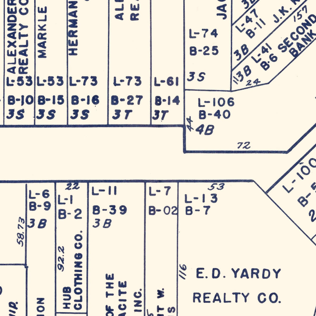 Vintage Map of Wilkes-Barre, PA Business Section 1950