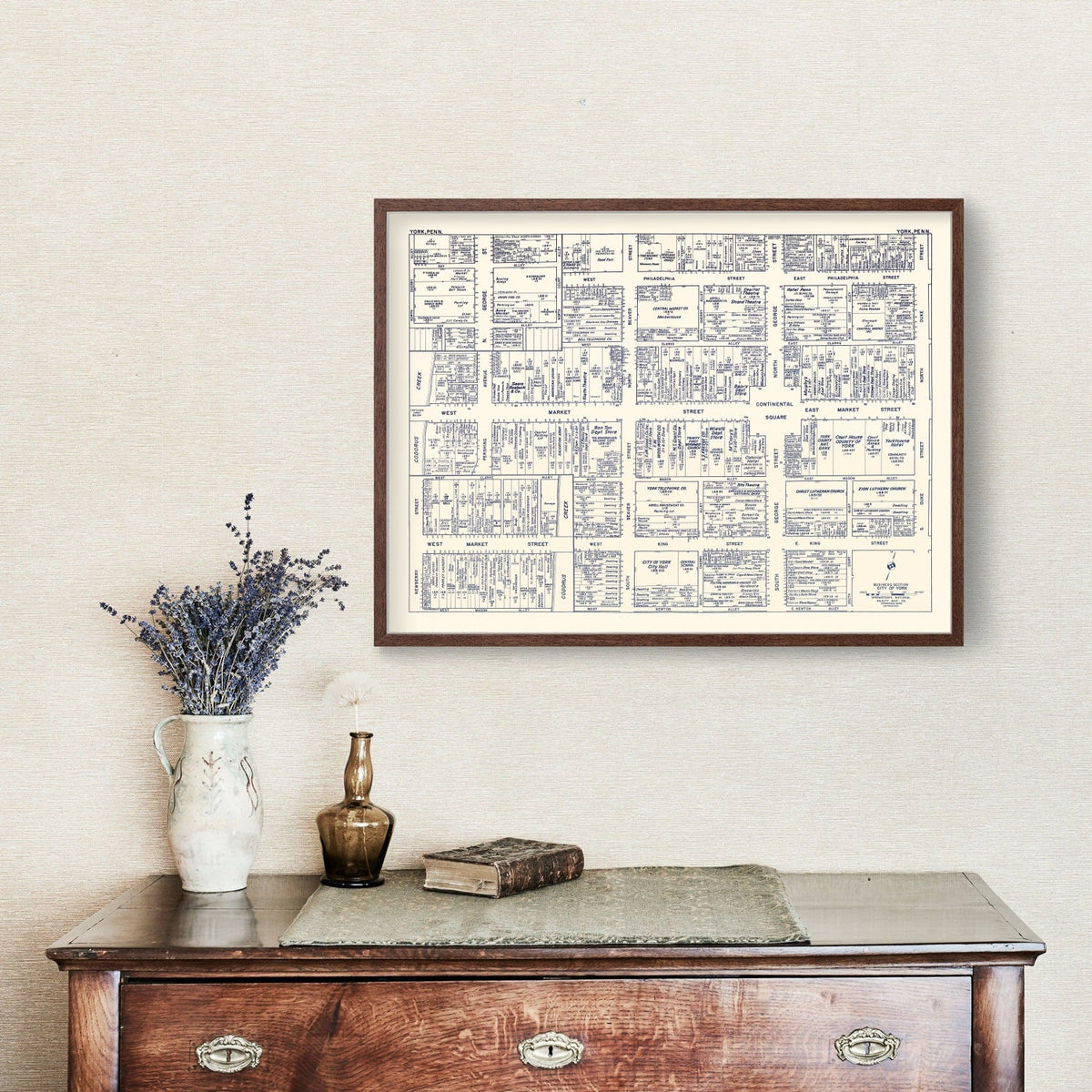 Vintage Map of York, PA Business Section 1950