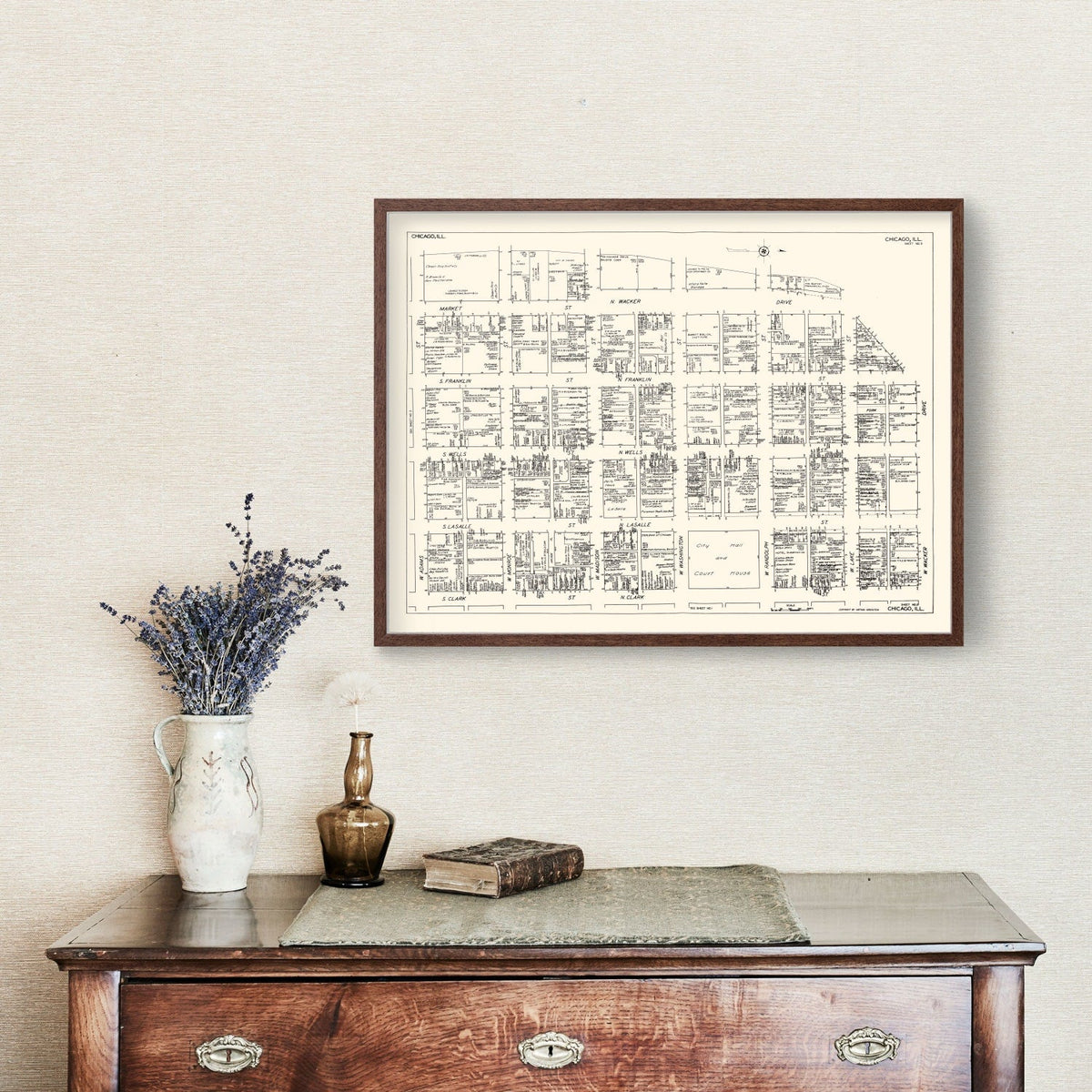 Vintage Map of Chicago, IL Business Section 1929