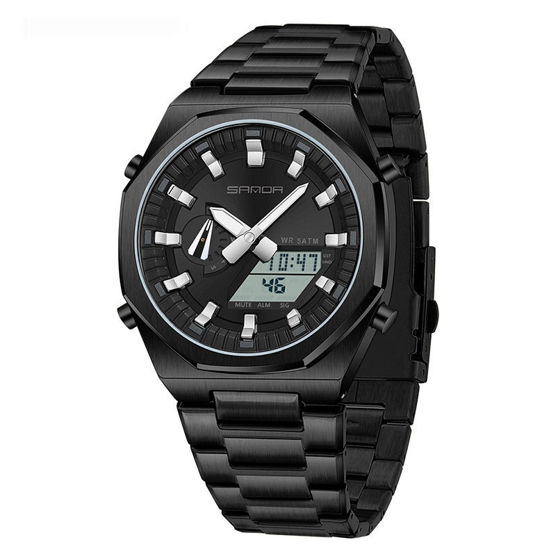 Dual-display Multi-function Summer-time Mens Watch