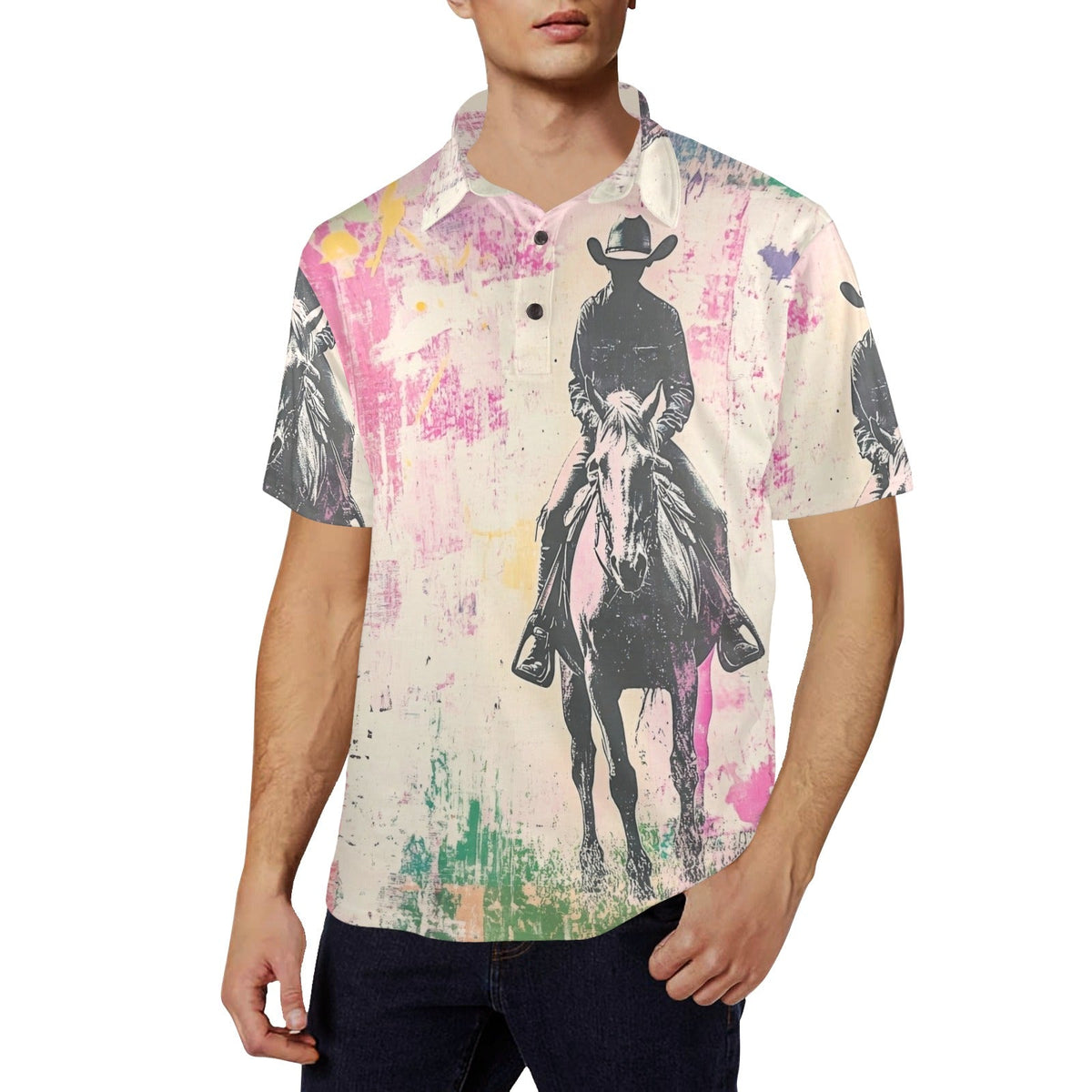 Baha Ranch Retro Pop Western Trail Ride Polo Shirt
