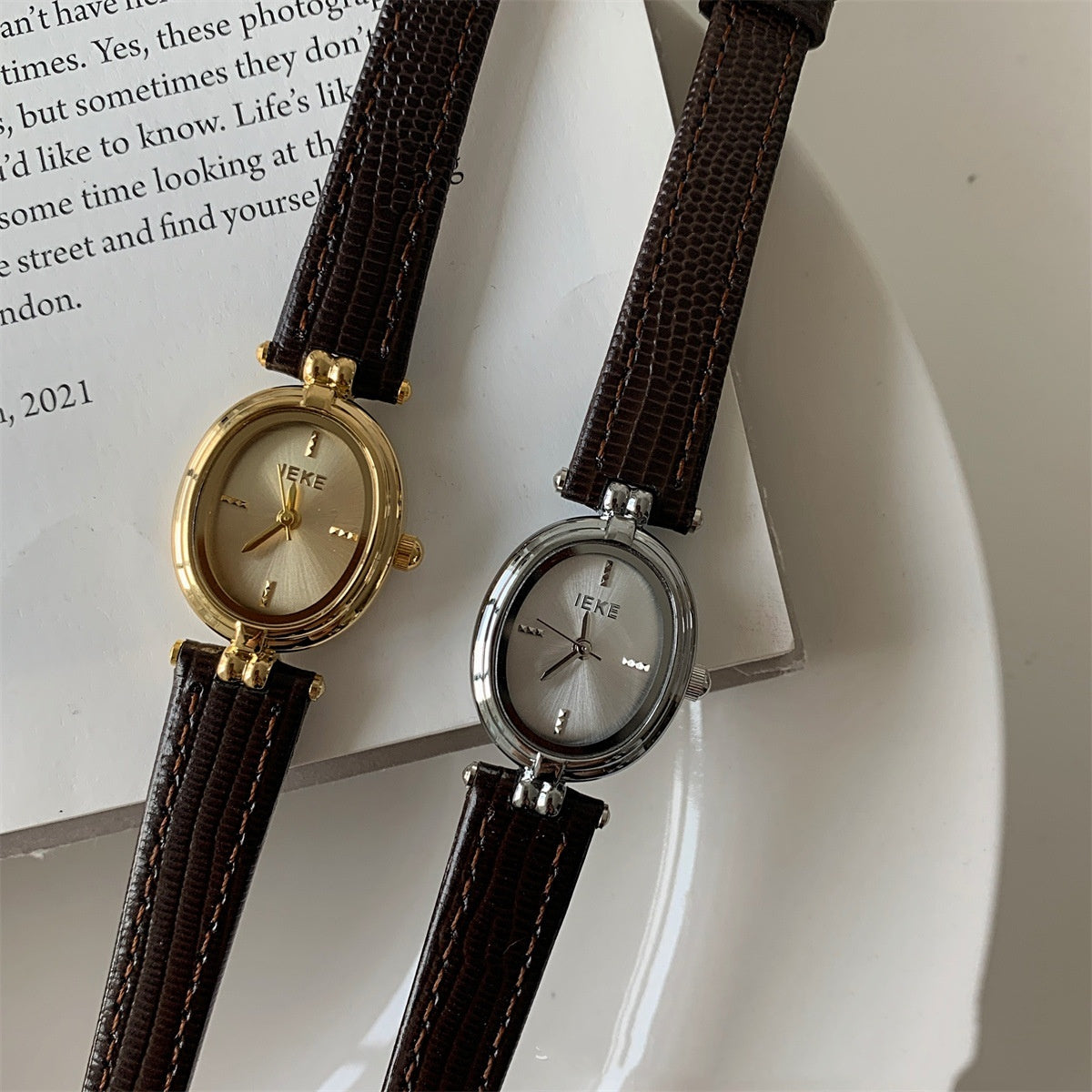 Black Gold Oval Women's Luxury Watch