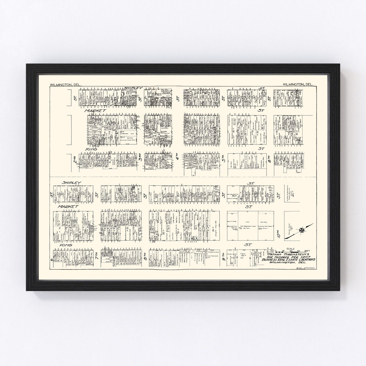 Vintage Map of Wilmington, DE Business Section 1929