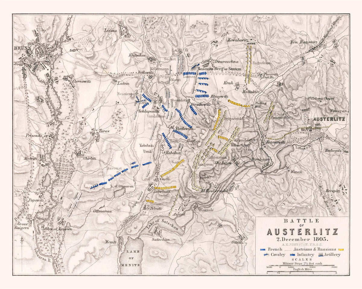 Vintage Map of the Battle of Austerlitz, 1805