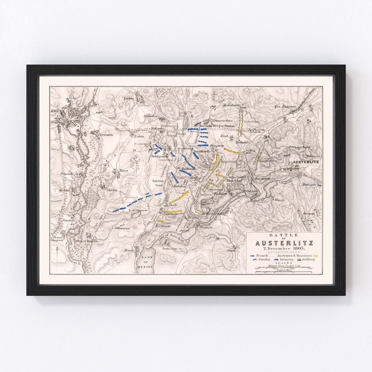 Vintage Map of the Battle of Austerlitz, 1805