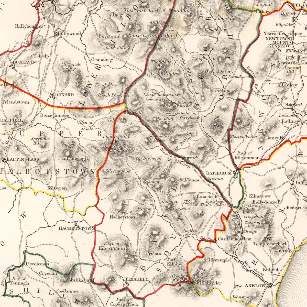 Vintage Map of Wicklow County Ireland, 1846