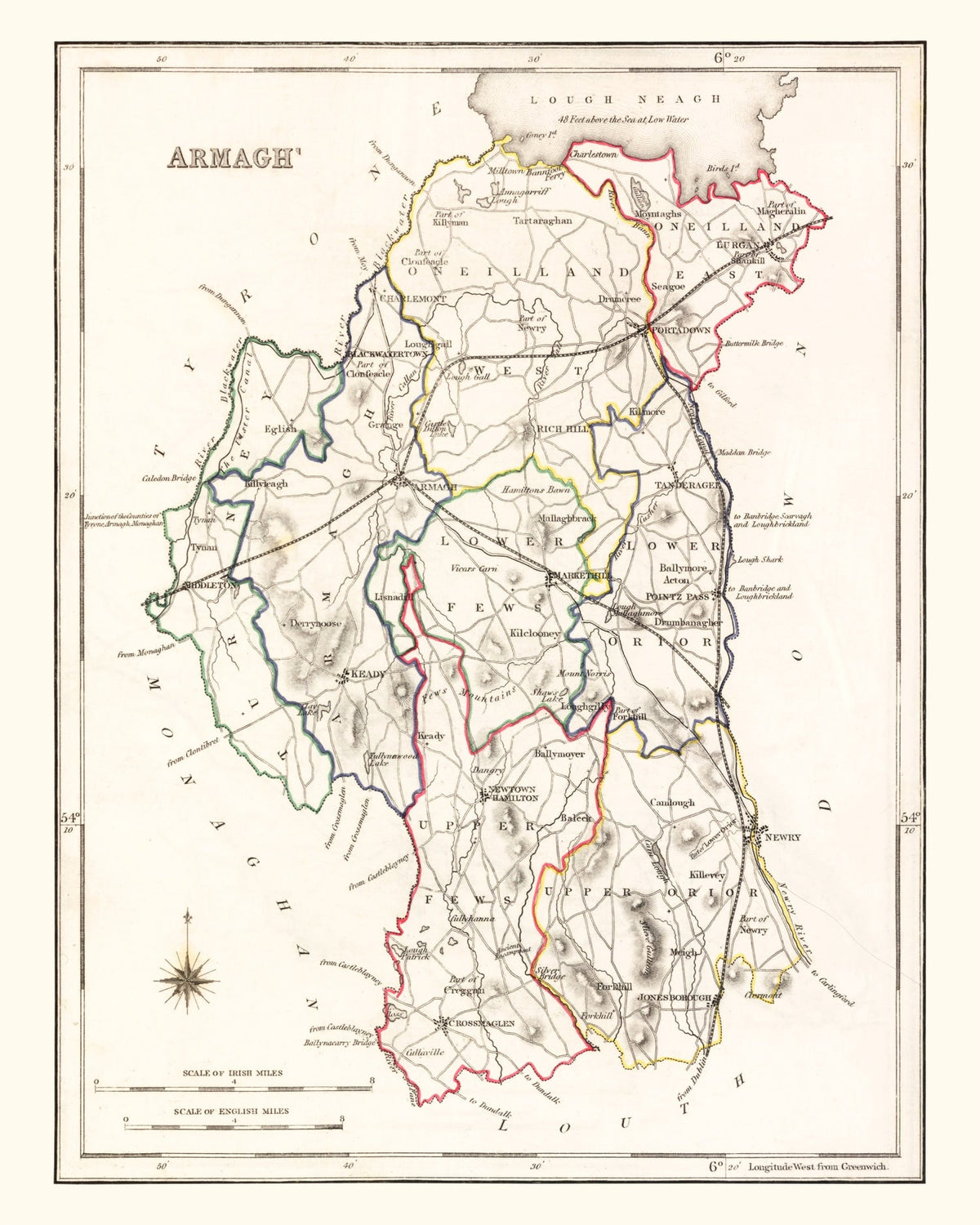 Vintage Map of Armagh County Ireland, 1846