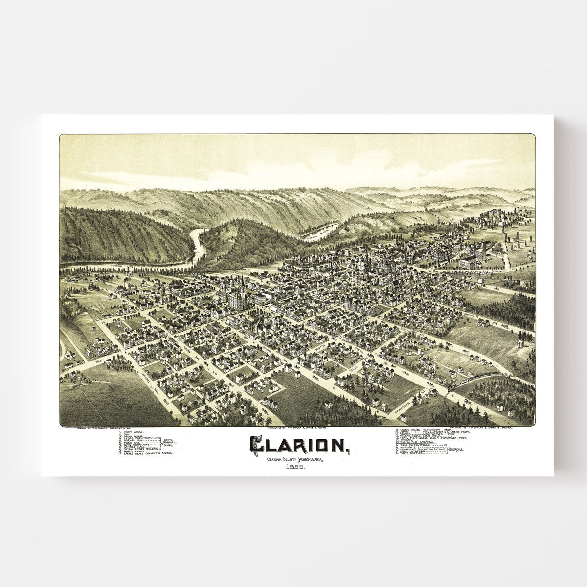 Vintage Map of Clarion, Pennsylvania 1896