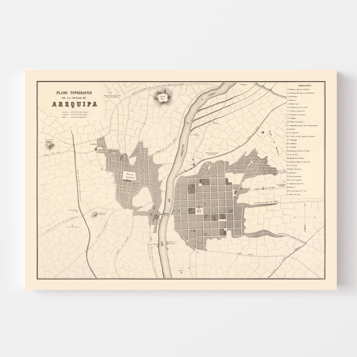 Vintage Map of Arequipa, Peru 1865