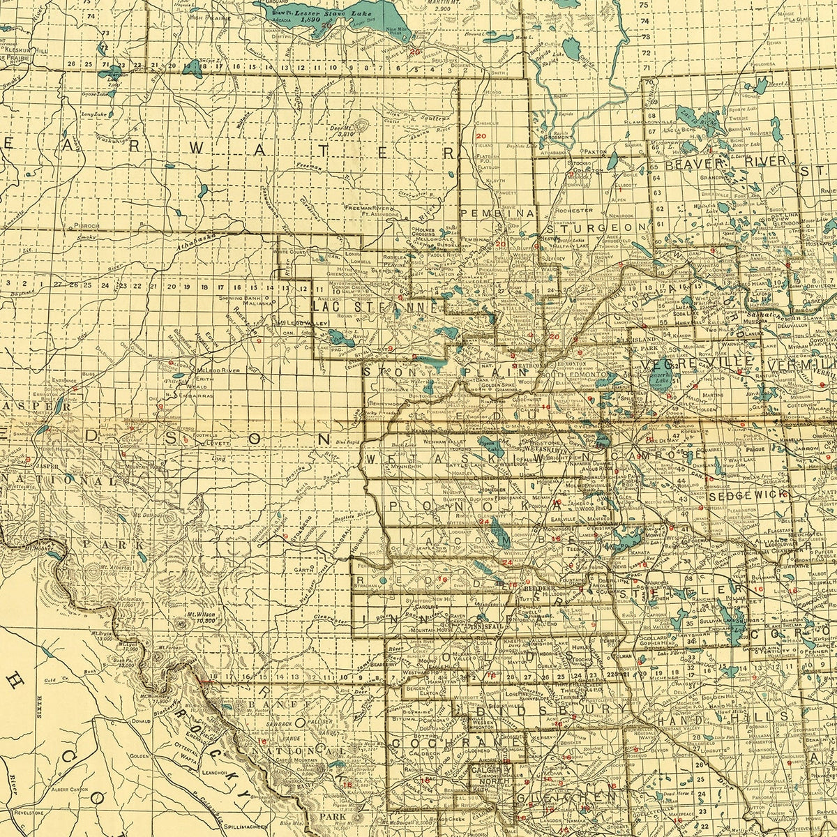 Vintage Map of Alberta Canada, 1924