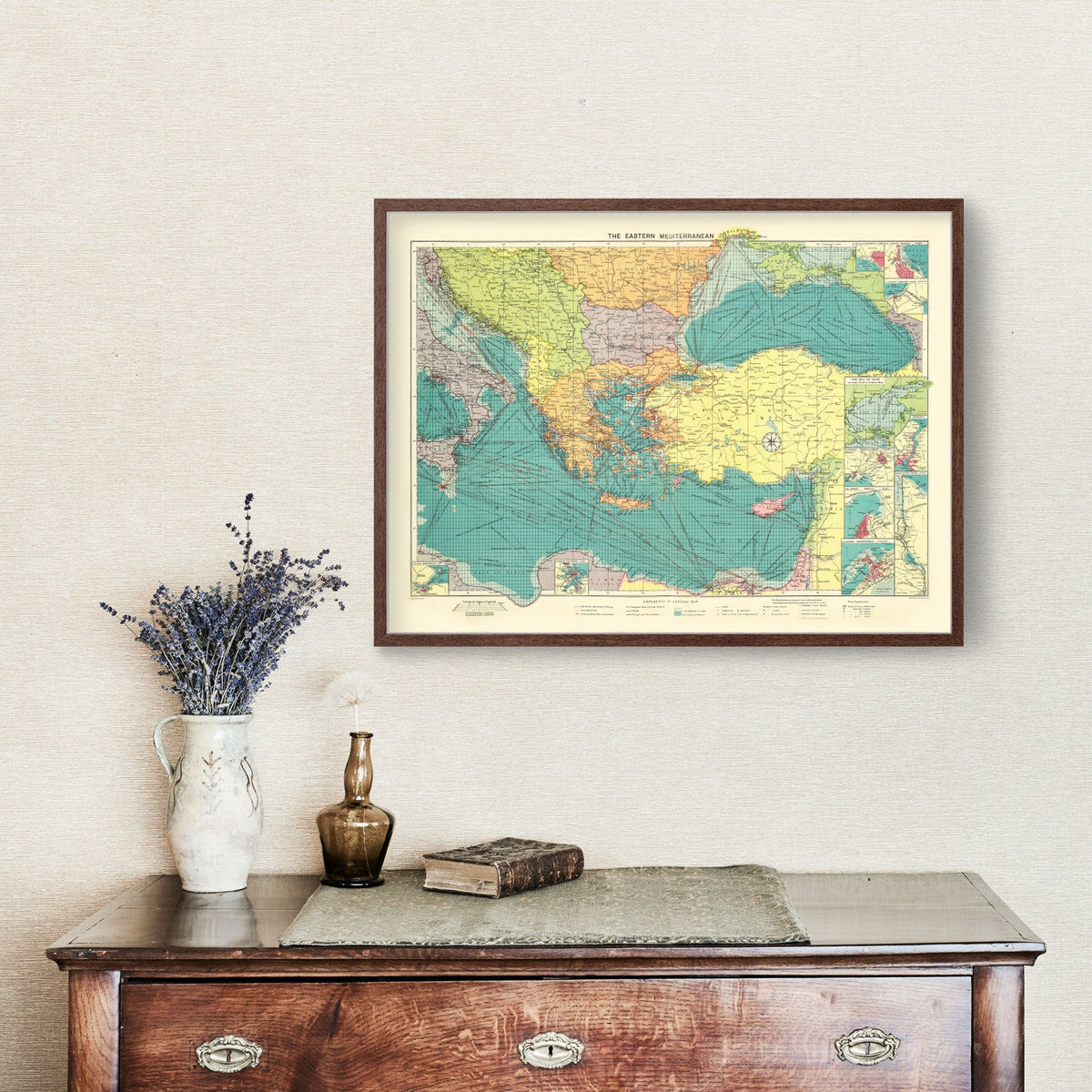 Vintage Map of Eastern Mediterranean Sea, 1922
