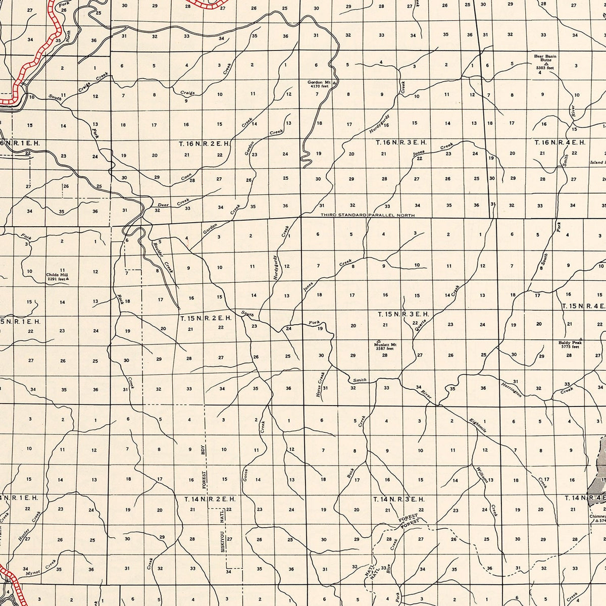 Vintage Map of Del Norte County, California 1935