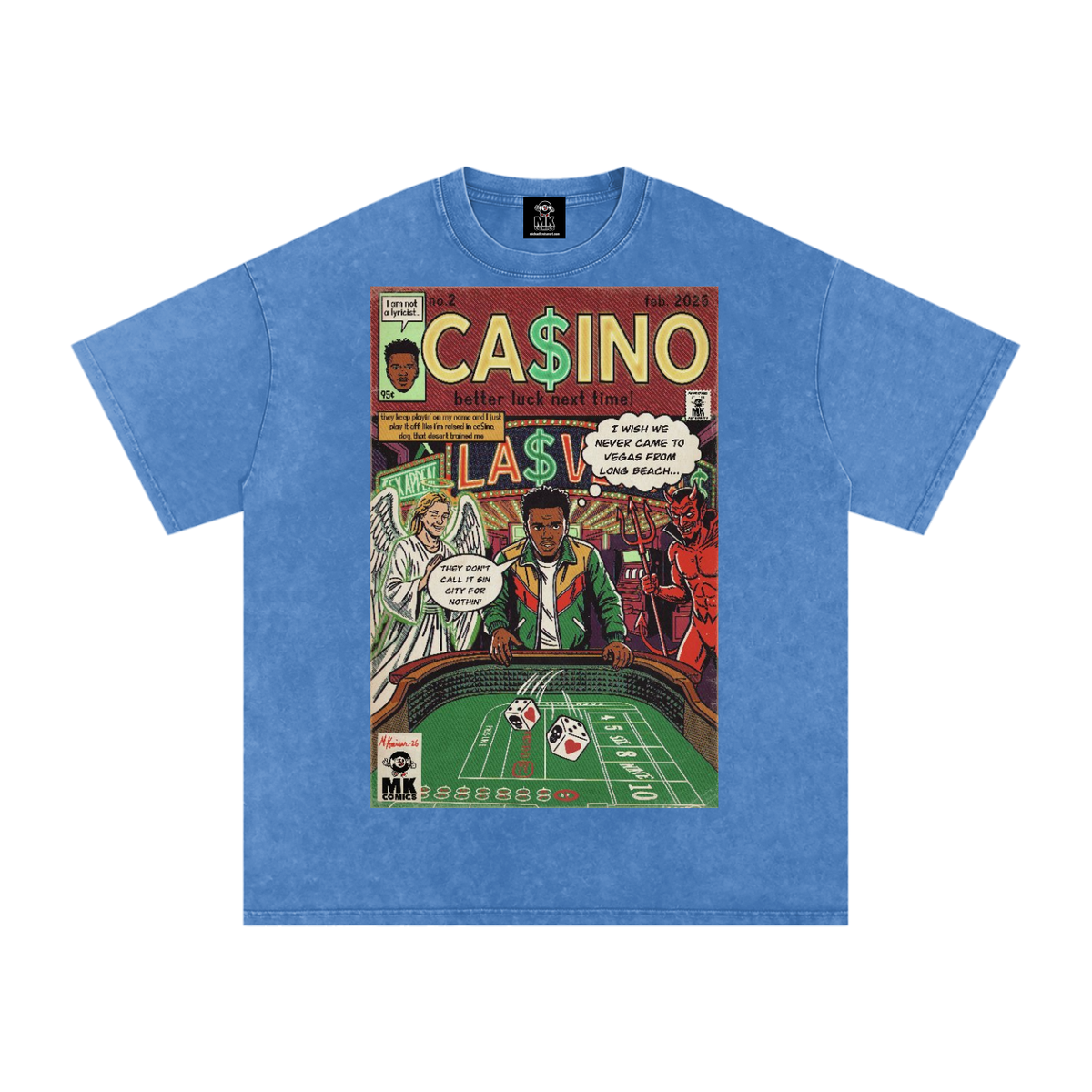 Casino - Snow Washed Oversized Cotton T-Shirt