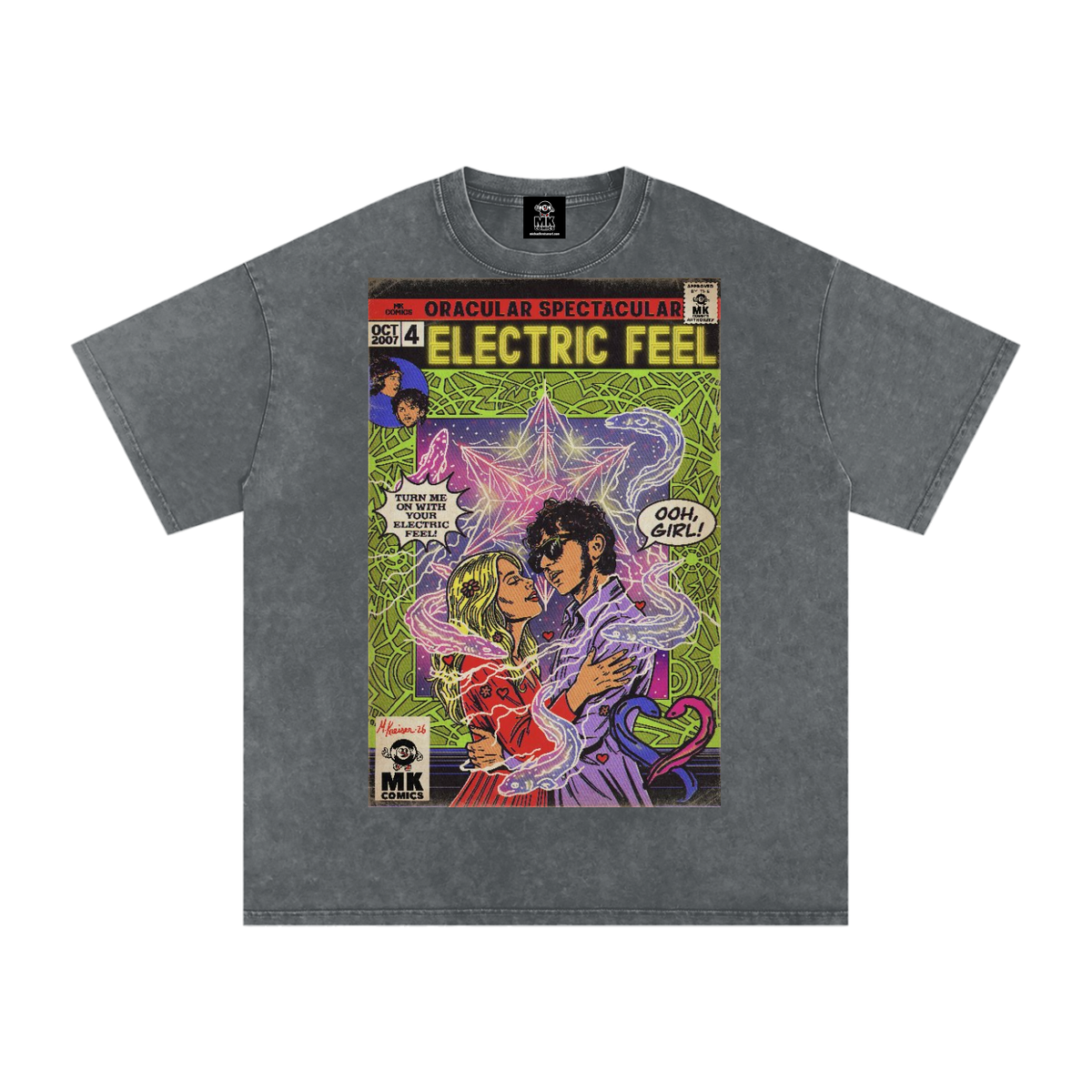 Electric Feel - Snow Washed Oversized Cotton T-Shirt