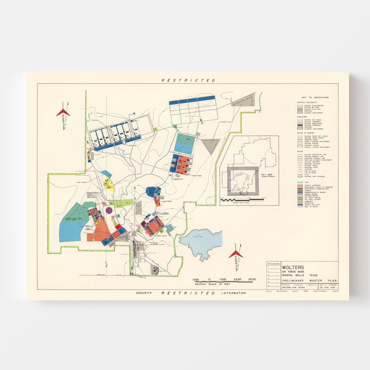Vintage Map of Wolters Air Force Base, 1951