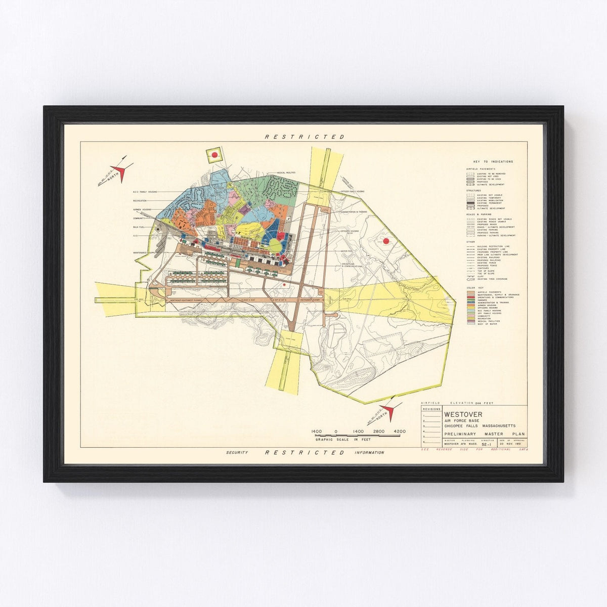 Vintage Map of Westover Air Force Base, 1951