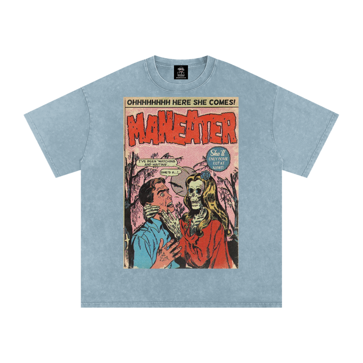 Maneater - Snow Washed Oversized Cotton T-Shirt