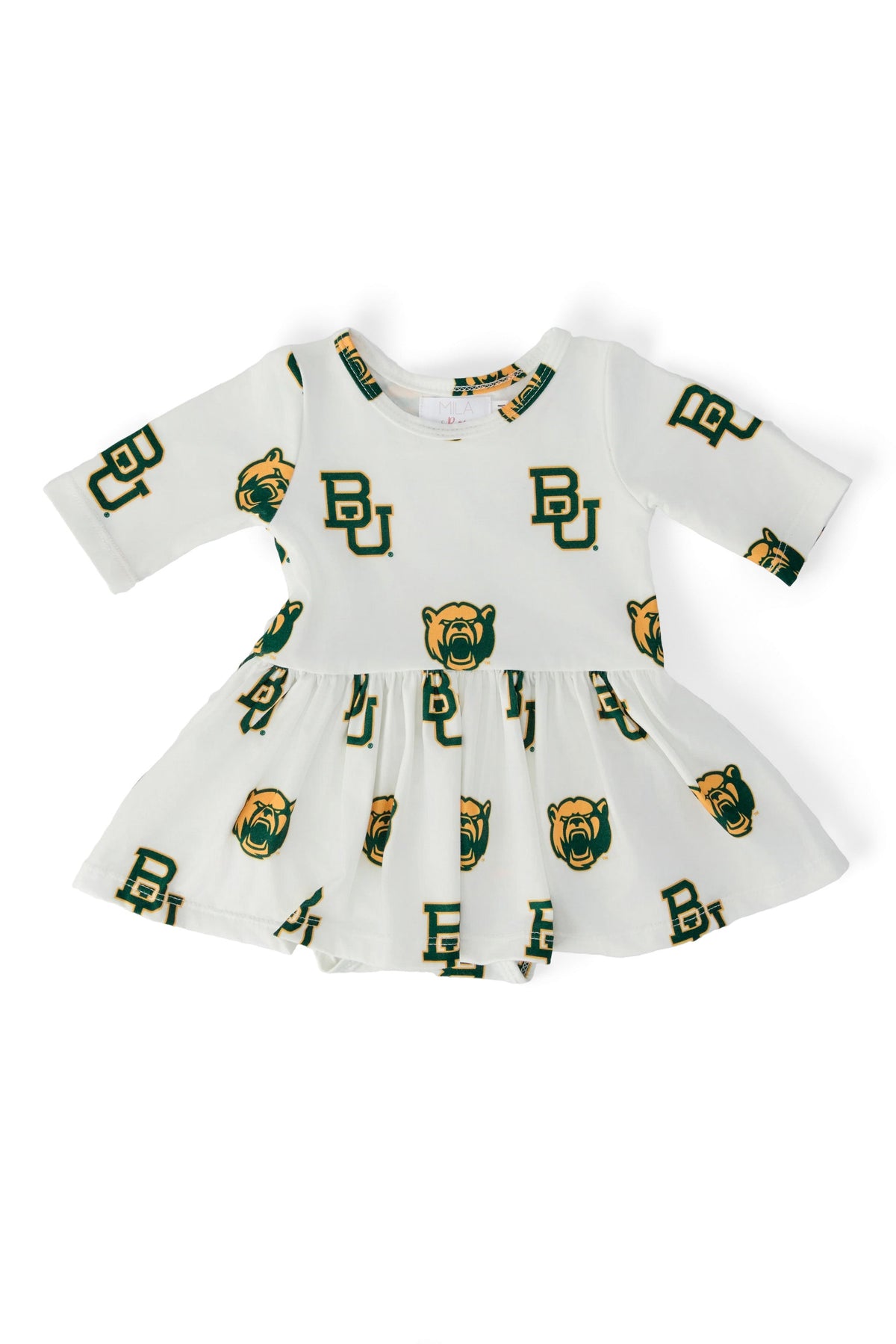SALE Baylor White Bear 3/4 Sleeve Twirl Bodysuit