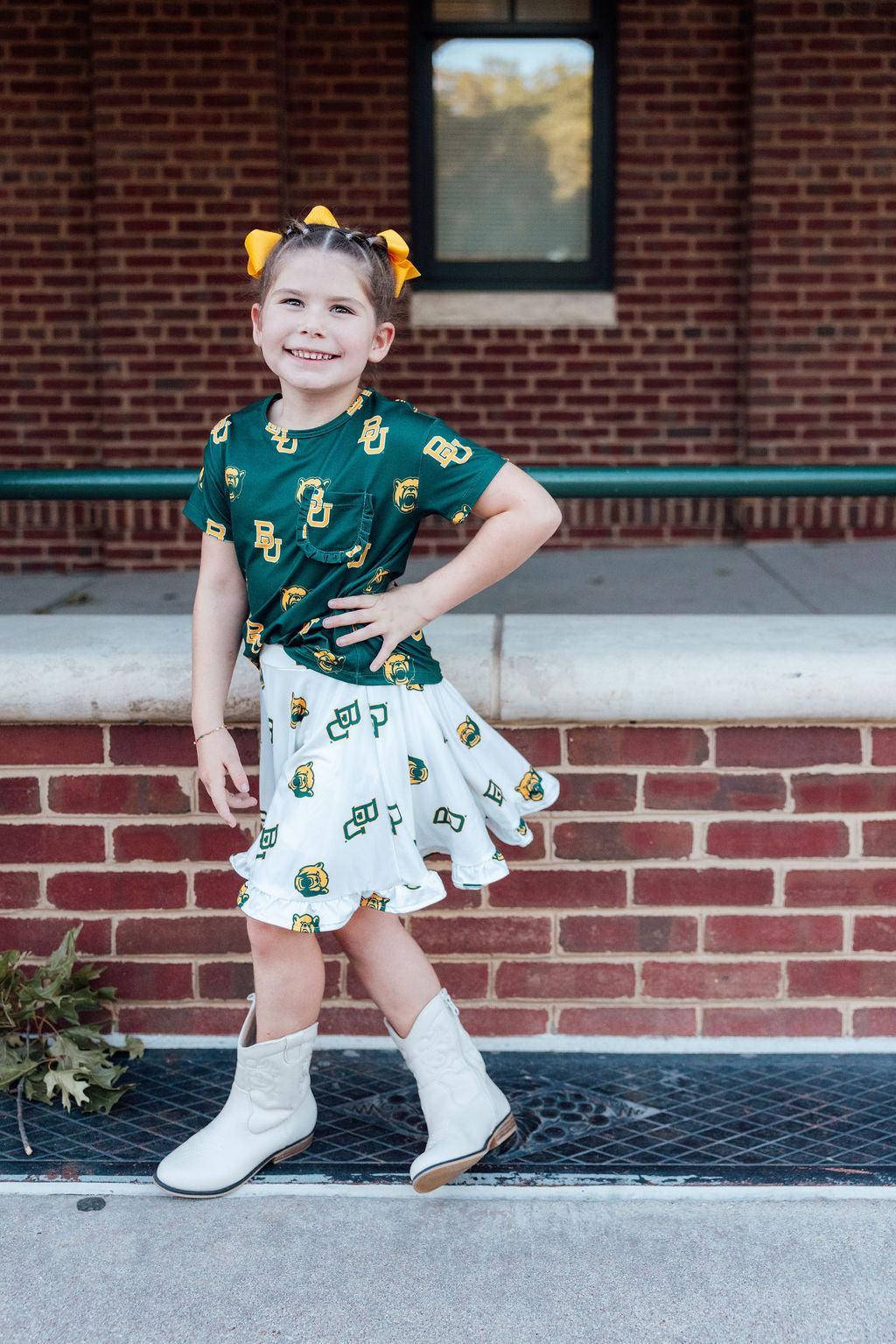 SALE Baylor White Bear Ruffle Twirl Skort