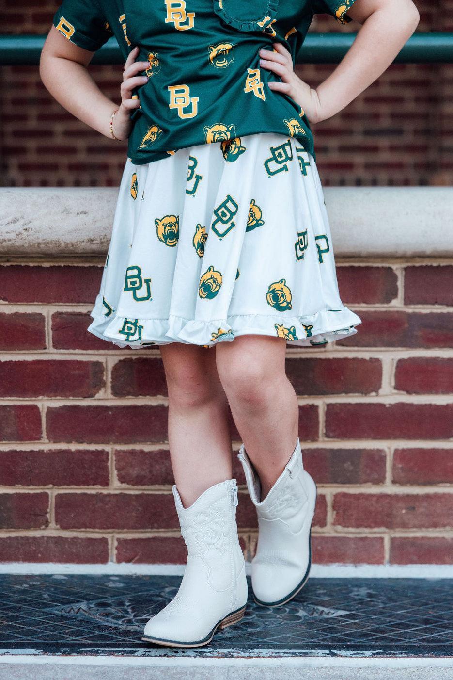 SALE Baylor White Bear Ruffle Twirl Skort