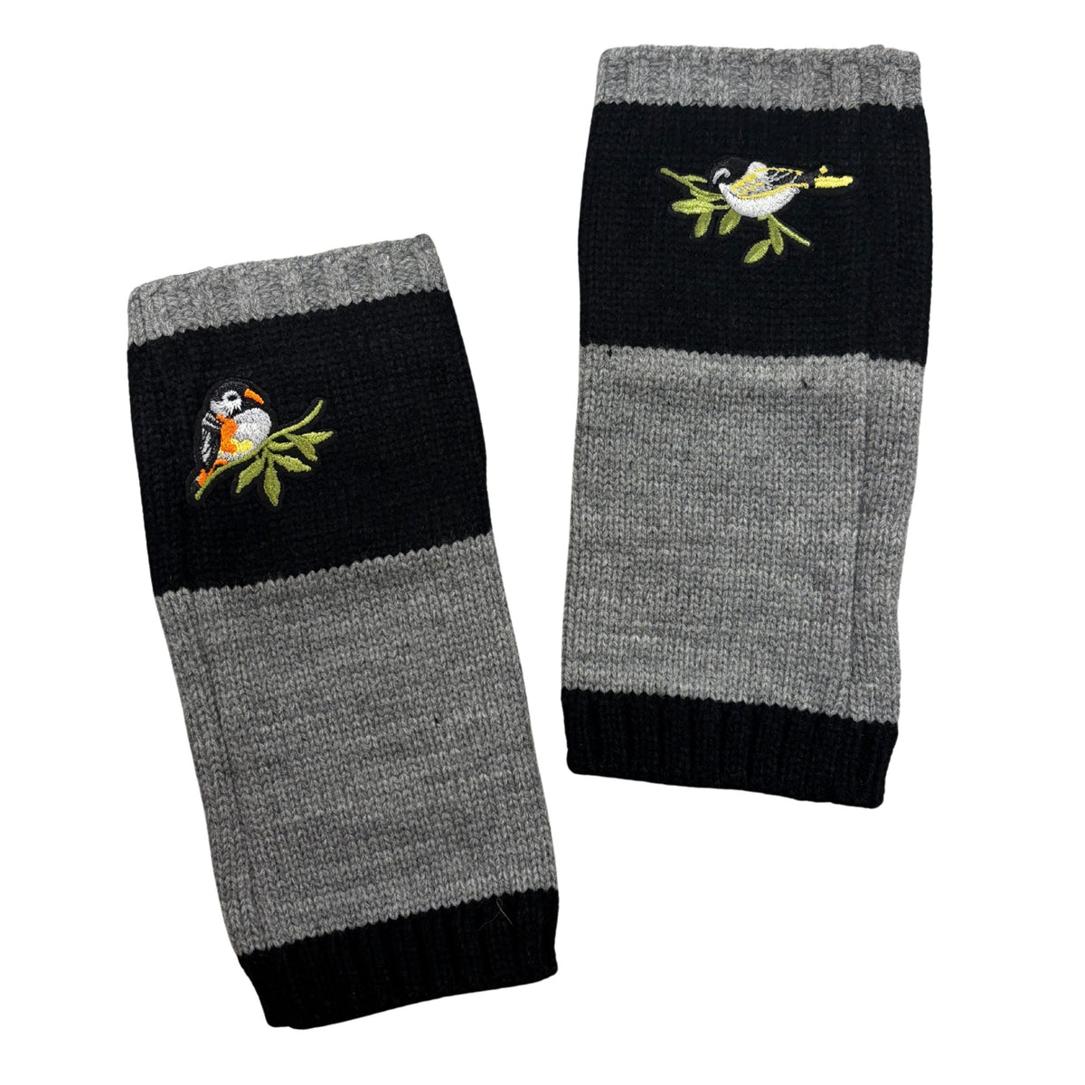 Bird Applique Arm Warmers | Fingerless Gloves in Black, Pink, or Green