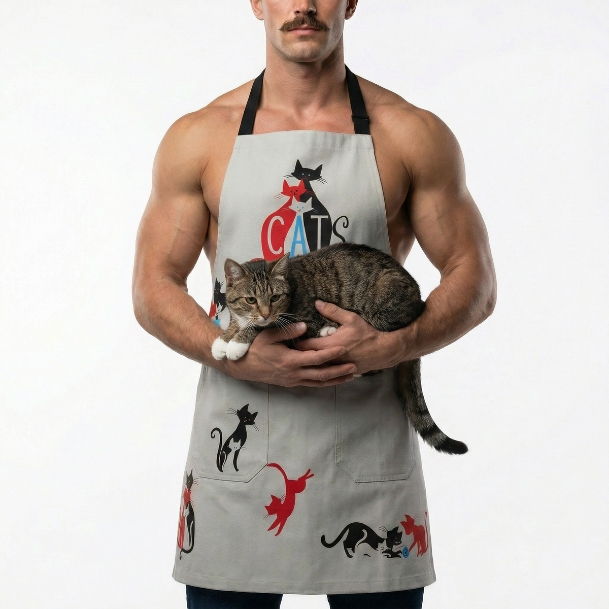 Cats. Slightly Obsessed With Them Funny Cooking and BBQ Apron Unisex 2 Pockets Adjustable Strap 100% Cotton | BlueQ at GetBullish