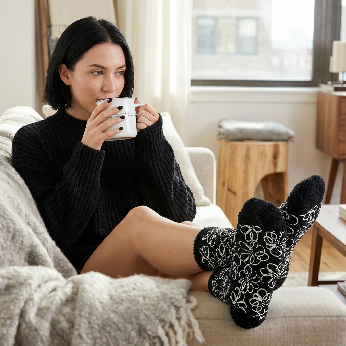 Chaos is the Canvas Mug & Sock Gift Set in Black and White