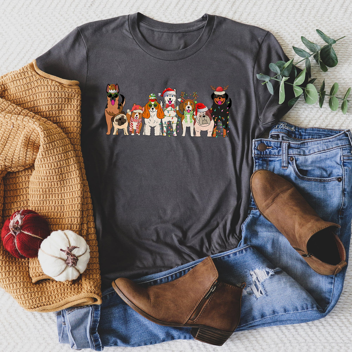 Christmas Dogs, Dog Lovers, Santa Graphic Tee