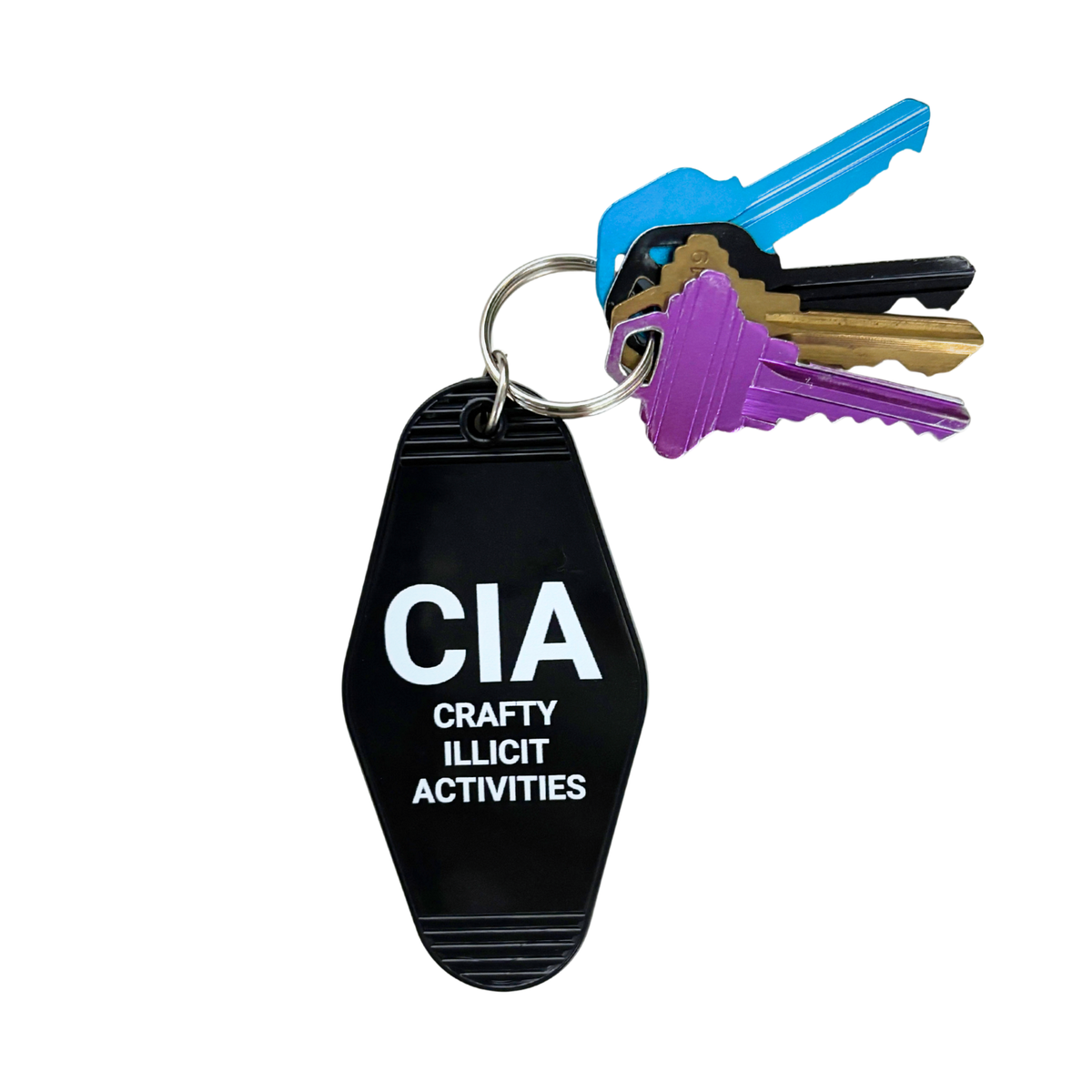 Crafty Illicit Activities Motel Style Keychain in Black