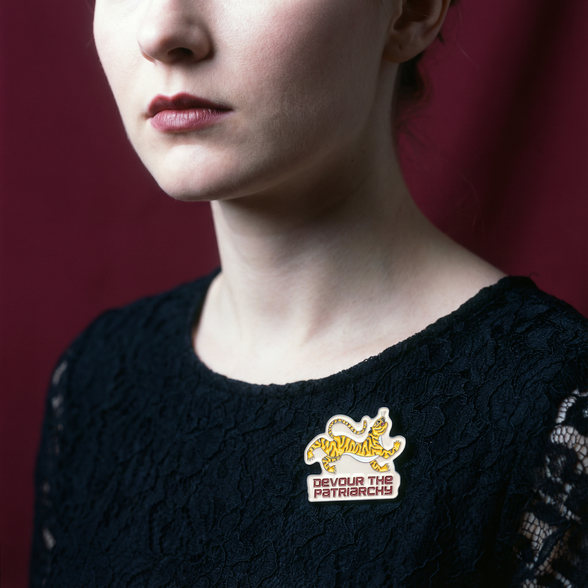 Devour the Patriarchy Feminist Tiger Enamel Pin, Lapel Pin