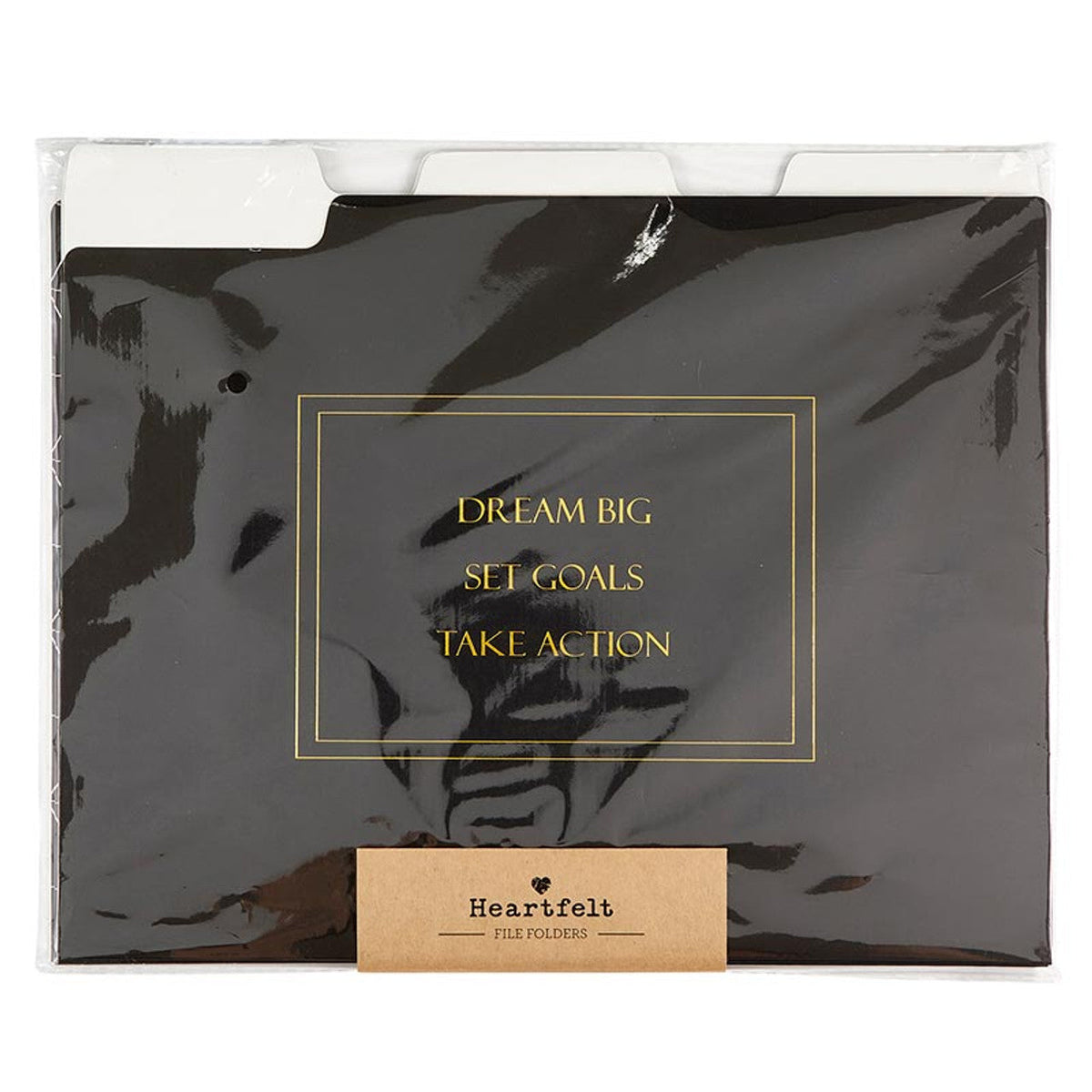 Dream Big File Folder Set in Black | 6 File Folders in Motivational Designs