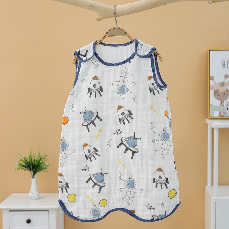 Children's Sleeping Bag Cotton Four-Layer Gauze Cute Cartoon Anti-Cold Anti-Kick Quilt Cotton Yarn Class A Baby Sleeping Bag