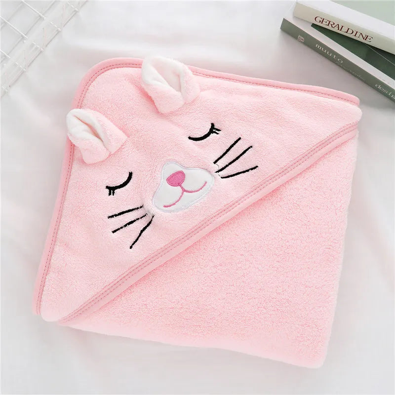 Toddler Baby Hooded Towels Newborn Kids Bathrobe Super Soft Bath Towel Blanket Warm Sleeping Swaddle Wrap for Infant Boys Girls