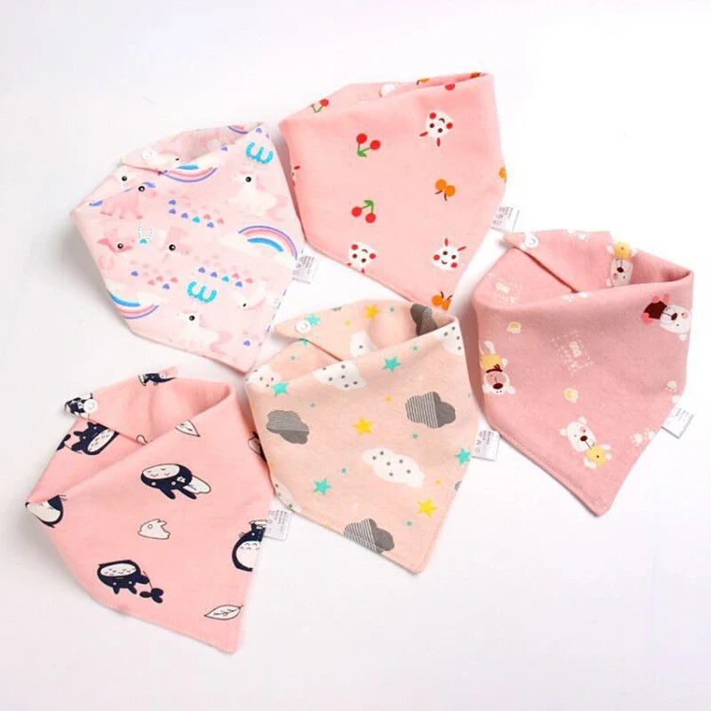 5Pcs/Set Baby Bibs Triangle Double Cotton Bandana Bibs Baby Boys Girls Babador Feeding Smock Infant Burp Cloth Baby Saliva Towel